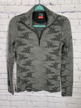 Icebreaker Womens Vertex Merino Wool 260 Bodyfit Quarter Zip KnitTop Gray Sz M